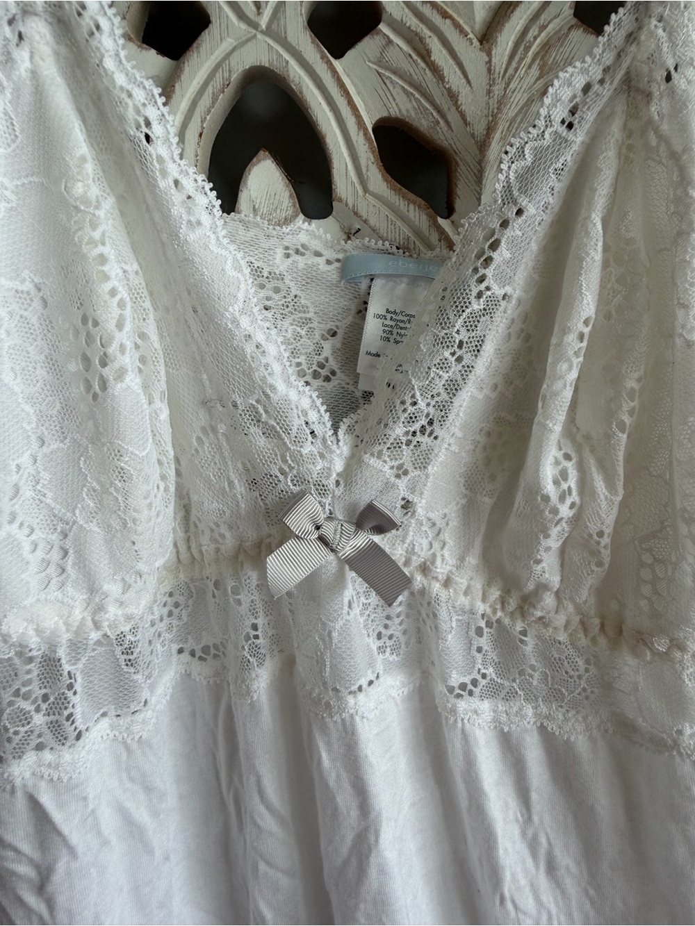 Eberjey White Lace-Trim Chemise, M - Picture 2 of 8